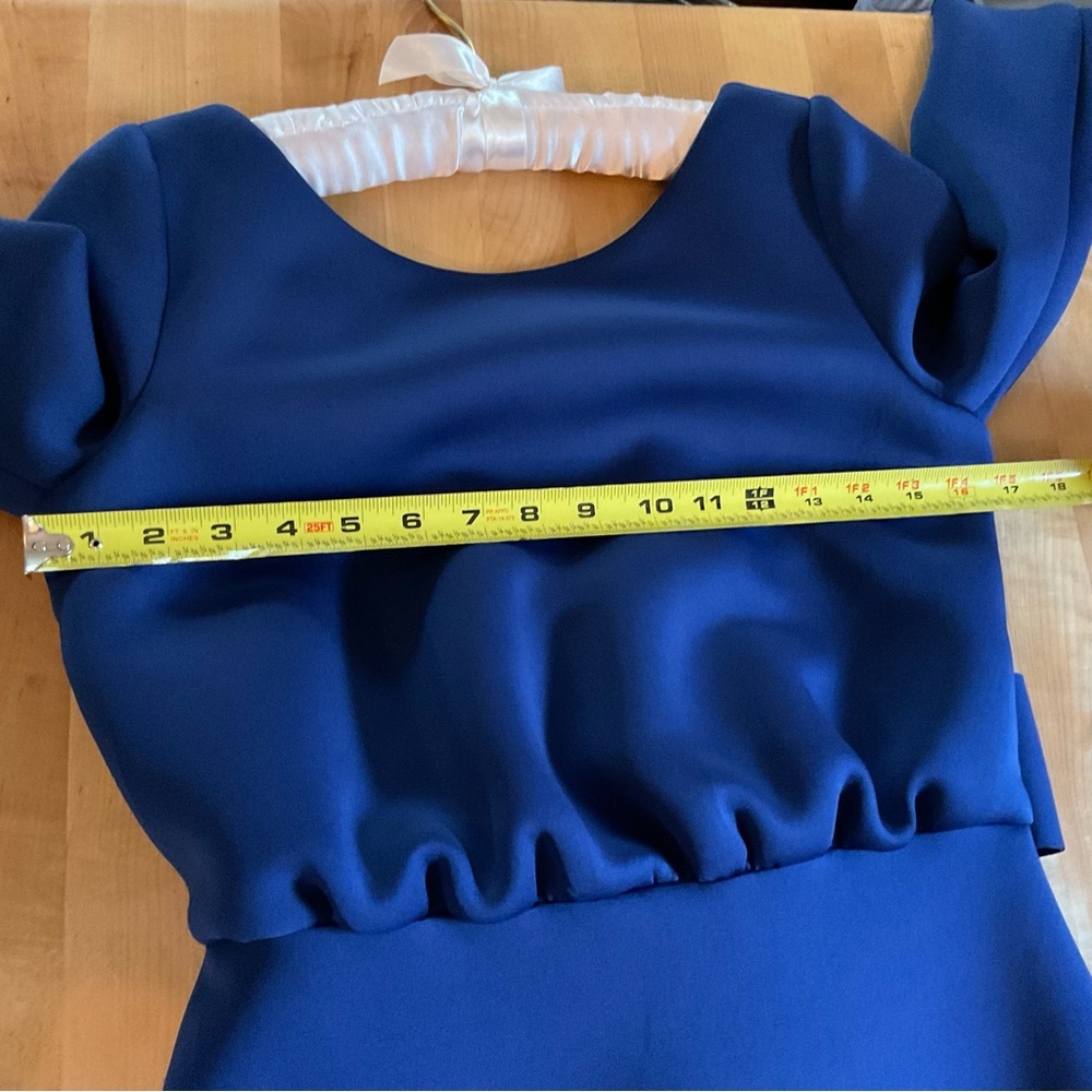 Royal Blue Badgley Mischka Mermaid Evening Gown Beaded Cuffs Bow Back Formal Sz4 - Picture 13 of 16